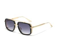 TYUVIVO Retro Metal Double Bridges Women Luxury Sunglasses Fashion Gradient Men Punk Uv400(Black gray gradient)