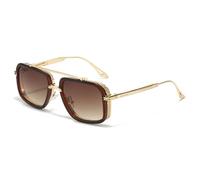 TYUVIVO Retro Metal Double Bridges Women Luxury Sunglasses Fashion Gradient Men Punk Uv400(Brown tea gradient)