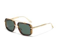 TYUVIVO Retro Metal Double Bridges Women Luxury Sunglasses Fashion Gradient Men Punk Uv400(Leopard dark green)