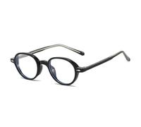 TYUVIVO Retro Small Frame Oval Leopard Anti Blue Light Glasses Unisex Rivet(black)