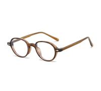 TYUVIVO Retro Small Frame Oval Leopard Anti Blue Light Glasses Unisex Rivet(brown)