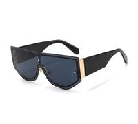 TYUVIVO Unique One Piece Sunglasses Women Oversized Fashion Sunglasses for Men Uv400 Punk Glasses(Black-Black)