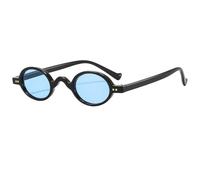 TYUVIVO Vintage Fashion Round Sunglasses Women Men Luxury Popular Small Frame Punk Travel(Black Blue)