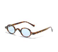 TYUVIVO Vintage Fashion Round Sunglasses Women Men Luxury Popular Small Frame Punk Travel(Leopard Blue)