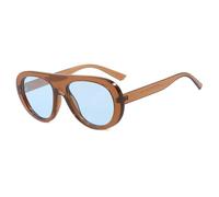 TYUVIVO Vintage Flat Top Sunglasses Women for Men Fashion Popular Luxury Punk Outdoor(Tea Blue)