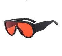 TYUVIVO Vintage Oversized One Piece Sunglasses Women for Men Punk Popular Big Frame Luxury(Black Red)