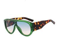 TYUVIVO Vintage Oversized One Piece Sunglasses Women for Men Punk Popular Big Frame Luxury(Green Blue Tea)