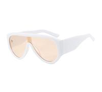 TYUVIVO Vintage Oversized One Piece Sunglasses Women for Men Punk Popular Big Frame Luxury(White Champagne)