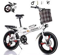 TYVANDE 20" Lightweight Folding City Commuter Bike Bicycle for Adult, 6 Speeds, Front and rear double shock absorption, Dual Disc brakes, Hi-Ten Steel Frame, for Women Men