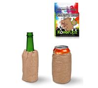 TYVEK BROWN BAG ARTWORK INSULATED CAN & BOTTLE COOLER SLEEVE SOFT REUSABLE COLLAPSIBLE COOLIE FOR PARTIES, EVENTS OR WEDDINGS BUM COLD DRINK THERMAL INSULATOR