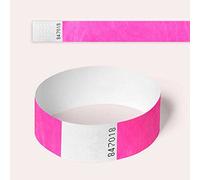 Tyvek Wristbands, 100 Pack by AA Wristbands for Parties, Security, Festivals, Events, Paper Like Wrist Bands (Neon Pink)