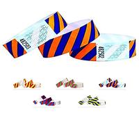 Tyvek Wristbands - Striped - 500 Pack - 3/4" Tyvek Wristbands for Events (Orange-Blue, 500 Pack)