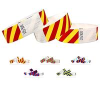 Tyvek Wristbands - Striped - 500 Pack - 3/4" Tyvek Wristbands for Events (Red-Yellow, 500 Pack)