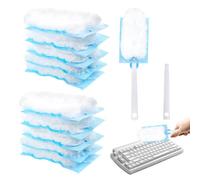 TYVOM 11PCS Dust Magnet, Fluffy Duster Refills Dust Magnet Refill Duster Refills Kit Extender Handle, Trap and Lock Away Dust, Dirt and Hair In No Time Cleaning Disposable Dusting Refills for Home Off