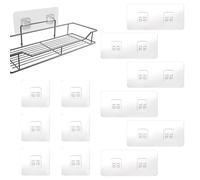 TYVOM 12 Pcs Replacement Shower Hooks Adhesive Stick on Shower Caddy Workable for Smooth Surface only Non-Porous No-Gap No Tile Seams Like Ceramic Tile Glass Smooth Wood Metal Stainless Steel