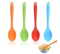 TYVOM 4 Pcs Silicone Spoon, Heat-Resistant Cooking Spoon Nonstick Plastic Serving Spoons for Cooking Utensils Stirring Scooping Mixing, Food Grade Serving Soup Spoon