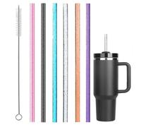 TYVOM 6 Pcs Colorful Reusable Straws for Stanley Cup 40oz,Plastic Straws Straws Drinking with a Cleaning Brush Compatible with Stanley Adventure Quencher Travel Tumbler