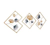 Tyvotrend 3 PCS Iron Wall Decoration, 3D Metal Gingko Leaf Wall Sculptures, Modern Wall Art Home Decor, for Home Office Living Room Hotel Decoration, Gold, 164 x 2 x 70.5 cm