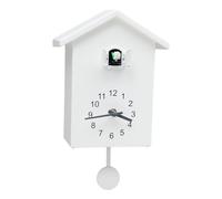 Tyvotrend Cuckoo Clock, Bird House Wall Sound Clock With Cuckoo Call, Battery Powered Cuckoo Wall Clock, for Wall Art Home Living Room Kitchen Office Decoration, White, 20 x 25 cm