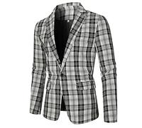 TYwm Men'S Suit Slim Fit Modern Men'S Blazer Men'S Suit Jacket Checked Men'S Long-Sleeved Jacket Classic Men'S Lapel Jacket Daily Work Men'S Business Suit A-Black White XL
