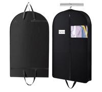 TYXHXTF 110 * 60CM Garment Bag, Travel Suit Bag with Zipper and Transparent Window, Foldable Lightweight Garment Bags for Costumes Suits Coats(Black)