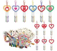 TYXHXTF 12 Pack Wind Chime Kit for Kids Make Your Own Hollowed Out Love Wind Chimes DIY, Heart Wind Chime, Wooden Arts and Crafts, for Gifts Party Decoration