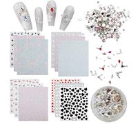 TYXHXTF 12 Sheets Nail Art Stickers Decals Self-Adhesive, 2000PCS Crystal Nail Art Rhinestones Nail Art Design Decoration Accessories for Nail Face Teeth DIY Crafts