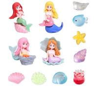 TYXHXTF 12PCS Mermaid Garden Accessories, Outdoor Mermaid & Resin Sea Life, Garden Ornament, Accessories for Patio or Flowerbed Fantasy Decor