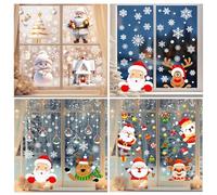 TYXHXTF 16 Sheet Christmas Window Stickers, Santa Claus Reindeer Snowflakes Reusable Decal, Double Sided Window Clings for Xmas Window Decorations