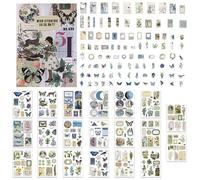 TYXHXTF 160PCS Nature Green Island Sea Stickers, 200PCS Butterfly Flowers Scrapbooking Decor, Stickers Waterproof, DIY Art Craft Card for Water Bottles Skateboard