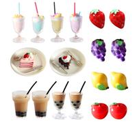 TYXHXTF 18PCS Dolls House Food Accessories, 1:12 Scale Miniature Dolls House Food Accessories, Miniature Food Drink, Mini Food Drink, Miniature Kitchen Accessories for Pretend Play Doll House