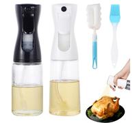 TYXHXTF 2 Pcs Oil Spray Bottle 200ml, Refillable Transparent Oil Sprayer Dispenser Mister Bottles, Refillable Container for Air Fryer Kitchen Cooking Salad Baking Roasting BBQ with Brush