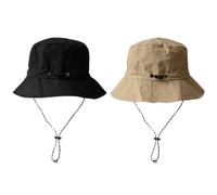 TYXHXTF 2Pcs Bucket Hats, Foldable Fishing Hat, Safari Hat, Boonie Bucket Sun Hats, Waterproof and Adjustable, with Windproof Rope, for Summer Outdoor Hiking Travelling Fishing （Black, Khaki）