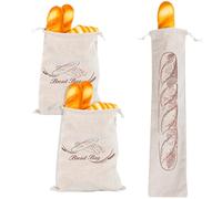 TYXHXTF 3 Pack Bread Bags, Plastic Lined Bread Storage Bags for Homemade Bread, Reusable, Breathable and Eco Friendly with Drawstring Closure(40 * 30cm*2+65 * 15cm*1)