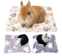 TYXHXTF 3 Pcs Guinea Pig Plush Bed, Warm Rabbit Fluffy Blanket, Indoor Animal Winter Bed Pad for Guinea Pig, Rat, Hamster, Ferret, Squirrel, Chinchilla
