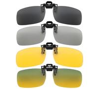 TYXHXTF 4 Pcs Clip On Sunglasses, Polarized Flip Up Glasses, Polarised Lens Fit Over Prescription Glasses, for Men Women Driving Travelling Outdoor Sport