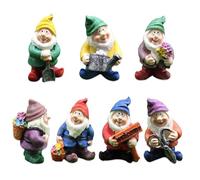 TYXHXTF 7PCS Miniature Garden Gnomes, Micro Landscape Ornaments, Mini Fairy Garden Gnomes Figurines, Outdoor Small Gnomes Set for Holiday Festival Table Garden Decor