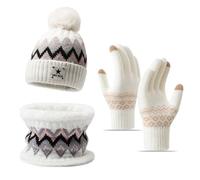 TYXHXTF Winter Warm Hat Scarf and Gloves Set, Women Knitted Pom Beanie Hat, Thermal Gloves Womens, Winter Warm Thicken Soft for Women Outdoor Sports 3 in 1 Cold Weather Set