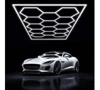 TYXQFKDM Hexagon LED Garage,5/14 led Honeycomb Ceiling Light,Super Bright, Easy Install,Durable Design for Garage,Car Detailing,Workshops,Exhibition Hall,Gym,Shopping malls (14-Hole Hexagonal Light)