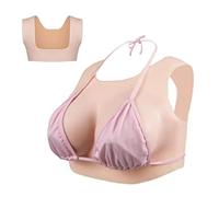 TYXYCYG Silicone Breastplate Realistic Fake Boobs, Crossdresser Breasts Round Collar & Hollow Back with Elastic Cotton Filler,Bronze,D Cup