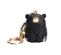 Tyxzle Hand Carved Wooden Bear Keychain for Car Keys, Backpack & Bag Charm -Cute little bearOrnament, Unique Birthday Gift for Men, Women, Kids, Friends (black)