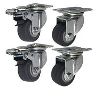 TYYCKJ 1.5'' & 2'' Heavy Duty Castor Wheels - 800kg Capacity Industrial Swivel Casters with Brake, Silent PU Plate, Steel Bracket, Iron Bearing for Furniture & Trolley Transport