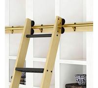 TYYCKJ 100-732CM Gold Steel Sliding Library Closet Ladder Hardware Kit (No Ladder), Round Tube Rolling Track Rail Full Set with Roller System for Home Wine Cooler Study(16ft/488cm Track kit)