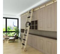 TYYCKJ Gold Sliding Library Ladder Hardware Kit (No Ladder), Heavy Duty Full Set Rolling Track System with Braking Floor Rollers for Home Library, Wine Cooler & Dressing Room(20ft/610cm Track kit)