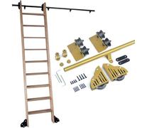 TYYCKJ Gold Sliding Library Ladder Hardware Kit (No Ladder), Heavy Duty Rolling Track Rail Full Kit & Roller System for Home Loft Library Office, Easy to Install(3.3ft/100cm Track Kit)