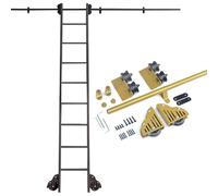 TYYCKJ Gold Sliding Rolling Library Ladder Hardware Kit (No Ladder) | 3.3ft-24ft Carbon Steel Track & Pulley, PU Silent Wheels for Home, Office, Loft(6.6ft/200cm Track Kit)
