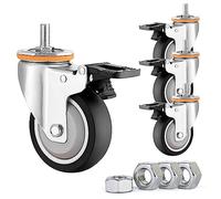 TYYCKJ Heavy Duty Caster Wheels 4 Pack - 2.5" 3" 4" 5" M10 M12 Threaded TPR Rubber Casters for Furniture, Trolley, Workbench - Silent & Durable Replacement Wheels