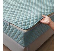 TYYUETY Full zip cover Breathable dustproof washable fitted sheet Customizable size Waterproof quilted mattress protector for single/double/king size beds-Cyan- 135x190+30cm