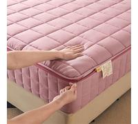 TYYUETY Full zip cover Breathable dustproof washable fitted sheet Customizable size Waterproof quilted mattress protector for single/double/king size beds-Pink- 135x190+21cm