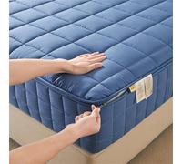 TYYUETY Full zip cover Breathable dustproof washable fitted sheet Customizable size Waterproof quilted mattress protector for single/double/king size beds-Blue- 120x190+18cm
